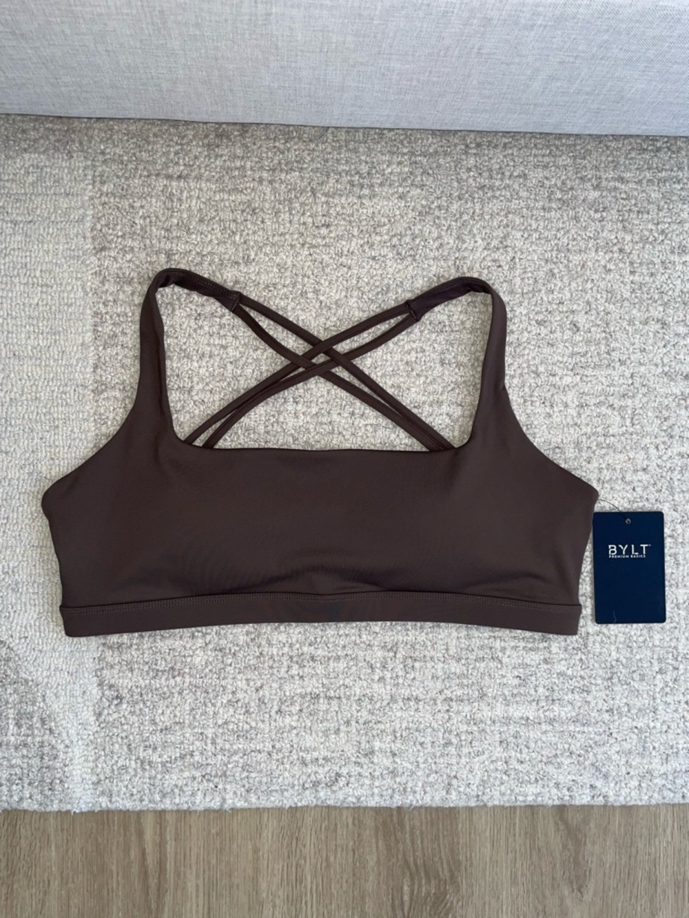 BYLT Metta Crossback Sports Bra Coffee Brown Workout Athletic Gym